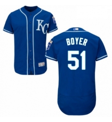 Mens Majestic Kansas City Royals 51 Blaine Boyer Royal Blue Alternate Flex Base Collection 2018 World Series Jersey