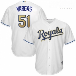 Mens Majestic Kansas City Royals 51 Jason Vargas Replica White Home Cool Base MLB Jersey 