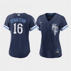 Women Kansas City Royals 16 Andrew Benintendi 2022 Navy City Connect Cool Base Stitched Jersey