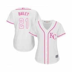 Womens Kansas City Royals 21 Homer Bailey Replica White Fashion Cool Base Baseball Jersey 