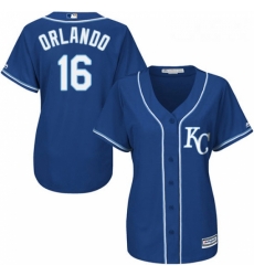 Womens Majestic Kansas City Royals 16 Paulo Orlando Replica Blue Alternate 2 Cool Base MLB Jersey