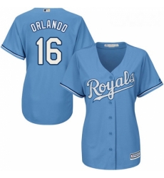 Womens Majestic Kansas City Royals 16 Paulo Orlando Replica Light Blue Alternate 1 Cool Base MLB Jersey