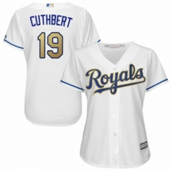 Womens Majestic Kansas City Royals 19 Cheslor Cuthbert Replica White Home Cool Base MLB Jersey 