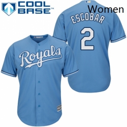 Womens Majestic Kansas City Royals 2 Alcides Escobar Replica Light Blue Alternate 1 Cool Base MLB Jersey