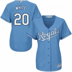 Womens Majestic Kansas City Royals 20 Frank White Replica Light Blue Alternate 1 Cool Base MLB Jersey