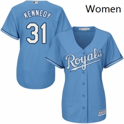 Womens Majestic Kansas City Royals 31 Ian Kennedy Replica Light Blue Alternate 1 Cool Base MLB Jersey