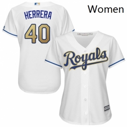 Womens Majestic Kansas City Royals 40 Kelvin Herrera Authentic White Home Cool Base MLB Jersey