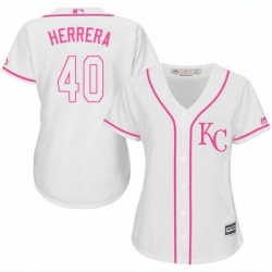 Womens Majestic Kansas City Royals 40 Kelvin Herrera Replica White Fashion Cool Base MLB Jersey