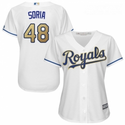 Womens Majestic Kansas City Royals 48 Joakim Soria Replica White Home Cool Base MLB Jersey