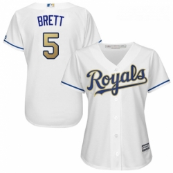 Womens Majestic Kansas City Royals 5 George Brett Authentic White Home Cool Base MLB Jersey