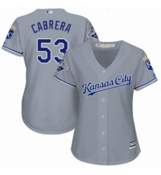 Womens Majestic Kansas City Royals 53 Melky Cabrera Replica Grey Road Cool Base MLB Jersey 