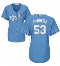 Womens Majestic Kansas City Royals 53 Melky Cabrera Replica Light Blue Alternate 1 Cool Base MLB Jersey 