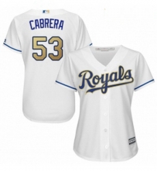 Womens Majestic Kansas City Royals 53 Melky Cabrera Replica White Home Cool Base MLB Jersey 