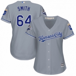 Womens Majestic Kansas City Royals 64 Burch Smith Replica Grey Road Cool Base MLB Jersey 