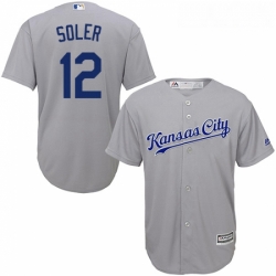 Youth Majestic Kansas City Royals 12 Jorge Soler Authentic Grey Road Cool Base MLB Jersey