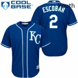 Youth Majestic Kansas City Royals 2 Alcides Escobar Replica Blue Alternate 2 Cool Base MLB Jersey