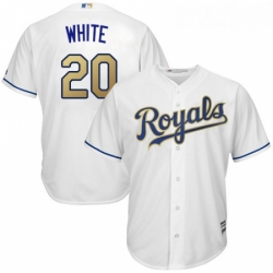 Youth Majestic Kansas City Royals 20 Frank White Authentic White Home Cool Base MLB Jersey