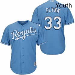 Youth Majestic Kansas City Royals 33 Brian Flynn Authentic Light Blue Alternate 1 Cool Base MLB Jersey 