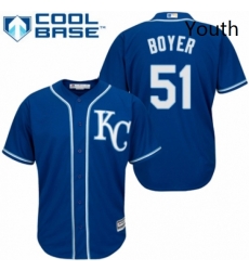 Youth Majestic Kansas City Royals 51 Blaine Boyer Authentic Blue Alternate 2 Cool Base MLB Jersey 