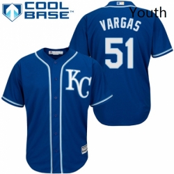 Youth Majestic Kansas City Royals 51 Jason Vargas Authentic Blue Alternate 2 Cool Base MLB Jersey 