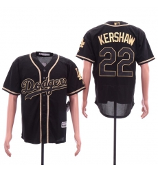 Dodgers 22 Clayton Kershaw Black Gold Cool Base Jersey