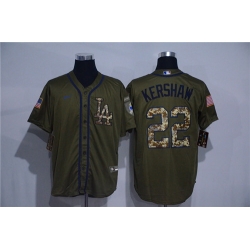 Dodgers 22 Clayton Kershaw Olive 2020 Nike Cool Base Jersey