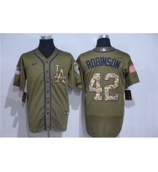 Dodgers 42 Jackie Robinson Olive 2020 Nike Cool Base Jersey