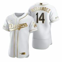 Los Angeles Dodgers 14 Enrique Hernandez White Nike Mens Authentic Golden Edition MLB Jersey