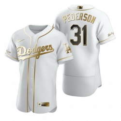 Los Angeles Dodgers 31 Joc Pederson White Nike Mens Authentic Golden Edition MLB Jersey