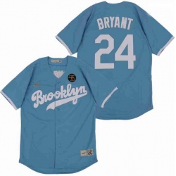 Men Brooklyn 24 Kobe Bryant Light Blue Cool Base Stitched MLB Jersey