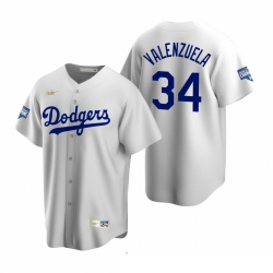 Men Brooklyn Los Angeles Dodgers 34 Fernando Valenzuela White 2020 World Series Champions Jersey