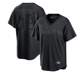 Men Brooklyn Los Angeles Dodgers 42 Jackie Robinson Black Pitch Black Fashion Replica Stitched Jersey