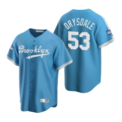 Men Brooklyn Los Angeles Dodgers 53 Don Drysdale Light Blue 2020 World Series Champions Cooperstown Collection Jersey