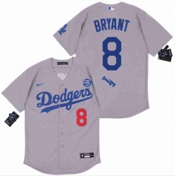 Men Dodgers 8 Kobe Bryant Grey Cool Base Stitched MLB Jersey