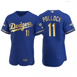 Men Los Angeles Dodgers 11 A J  Pollock Men Nike Authentic 2021 Gold Program World Series Champions MLB Jersey Royal