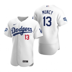 Men Los Angeles Dodgers 13 Max Muncy White 2020 World Series Champions Flex Base Jersey