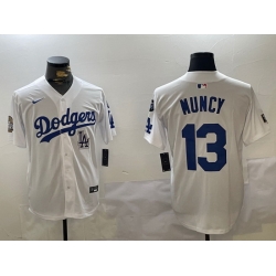 Men Los Angeles Dodgers 13 Max Muncy White 2024 World Series With Fernando Memorial Patch Home Limited Stitched Baseball Jersey 5