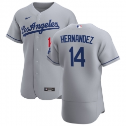 Men Los Angeles Dodgers 14 Enrique Hernandez Men Nike Gray Road 2020 Flex Base Team MLB Jersey