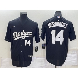 Men Los Angeles Dodgers 14 Kike Hernandez Black Cool Base Stitched Jersey