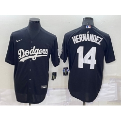 Men Los Angeles Dodgers 14 Kike Hernandez Black Cool Base Stitched Jerseyy