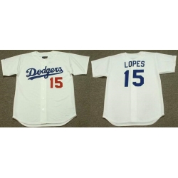 Men Los Angeles Dodgers 15 Davey Lopes White 1981 Throwback Stitched Baseball Jersey