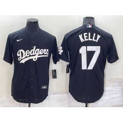 Men Los Angeles Dodgers 17 Joe Kelly Black Cool Base Stitched Baseball Jersey