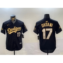 Men Los Angeles Dodgers 17 Shohei Ohtani Black Gold 2024 World Series Champions With Fernando Memorial Patch Limited Stitched Baseball Jersey