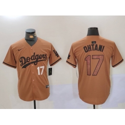 Men Los Angeles Dodgers 17 Shohei Ohtani Brown Cool Base Stitched Baseball Jersey 6