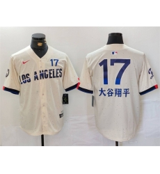 Men Los Angeles Dodgers 17  Shohei Ohtani Cream 2024 City Connect Limited Stitched Baseball Jersey