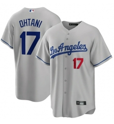 Men Los Angeles Dodgers 17 Shohei Ohtani Gray Flex Base Stitched Baseball Jersey