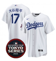 Men Los Angeles Dodgers 17  Shohei Ohtani White 2025 World Tour Tokyo Series Home Stitched Baseball Jersey