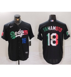 Men Los Angeles Dodgers 18 Yoshinobu Yamamoto Black Mexico Cool Base Stitched Baseball Jersey 5