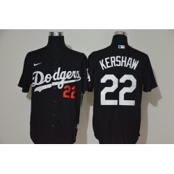 Men Los Angeles Dodgers 22 Clayton Kershaw Black Stitched MLB Cool Base Nike Jersey