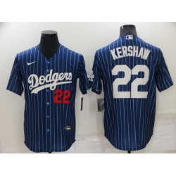 Men Los Angeles Dodgers 22 Clayton Kershaw Navy Cool Base Stitched Jerseys